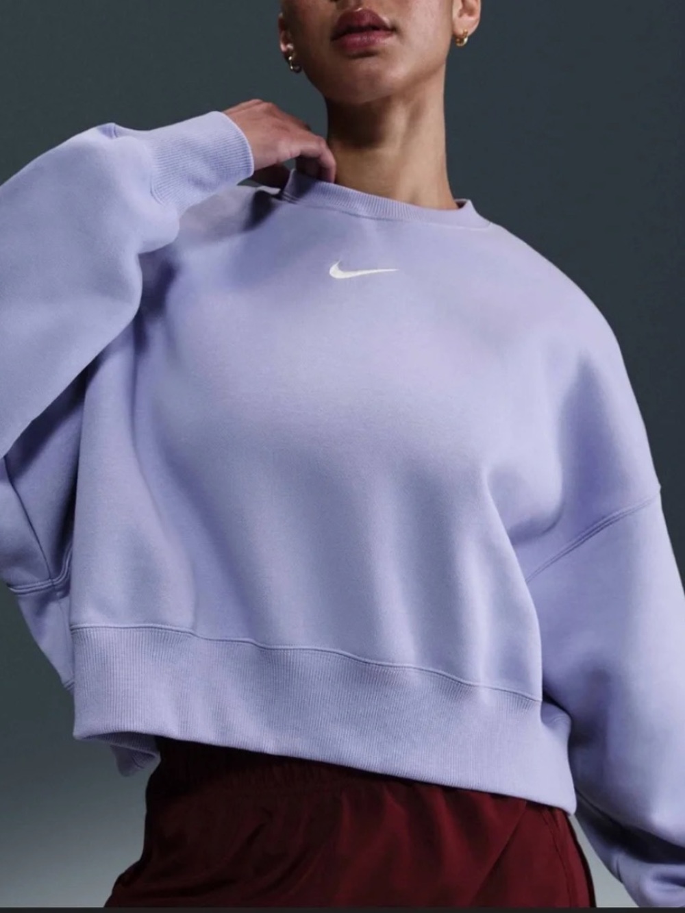 Nike Phoenix Crop Crew Sweatshirt with White Swoosh